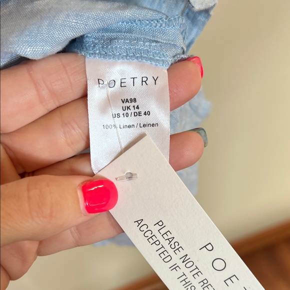 Poetry Sky Blue 100% Linen Shirt - Picture 5 of 6